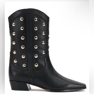 New Vince Camuto Black Studded Heeled Boots Sz 5 M